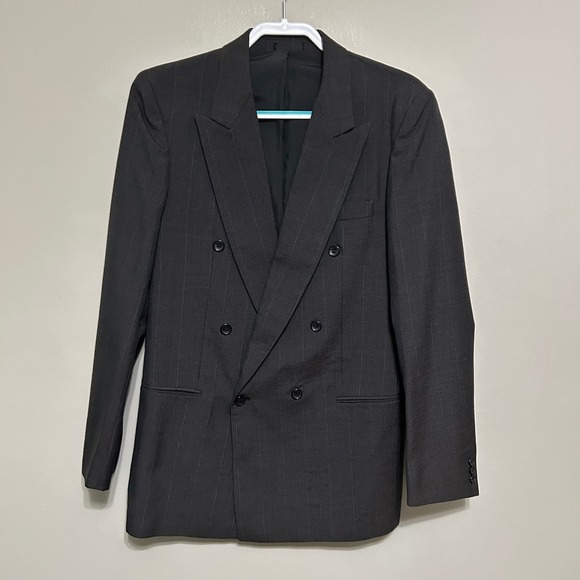 Joseph's Men's Blazer 40L Gray Pinstripe Double Breasted Wool Sports Coat Jacket - Picture 1 of 11